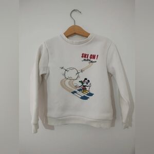 Disney White Sweatshirt with Mickey Mouse Ski Design